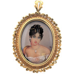 18K Gold Portrait of Unknown Young Lady Broach / Pendant