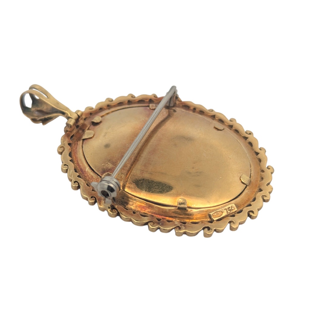 18K Gold Portrait of Unknown Young Lady Broach / Pendant