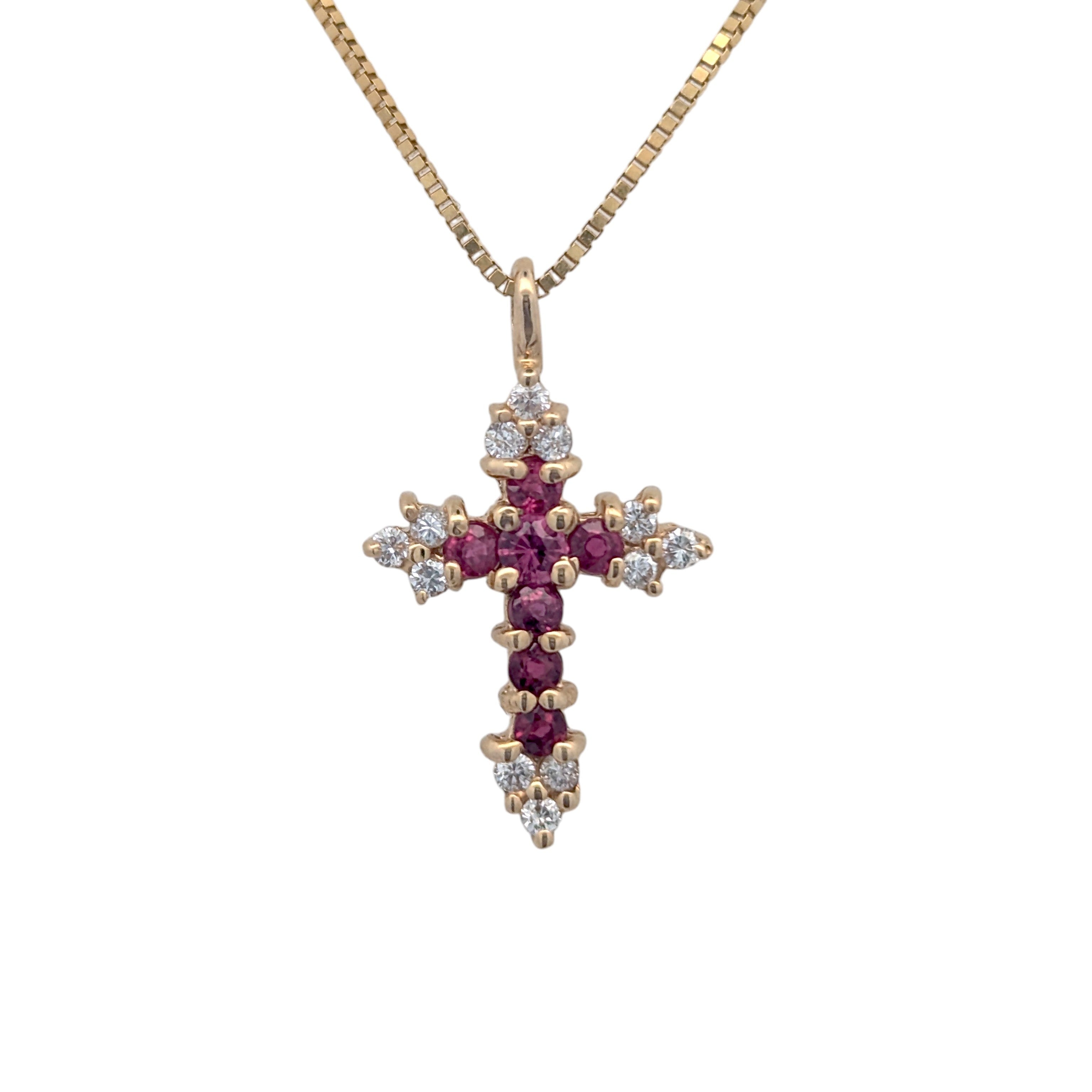 Vintage Diamond and Ruby Cross