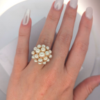 Vintage 14K Yellow Gold Pearl Cocktail Ring
