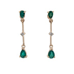 Vintage 14K Yellow Gold Emerald and Diamond Earrings