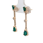 Vintage 14K Yellow Gold Emerald and Diamond Earrings