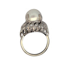 Vintage Platinum, Diamond, and Pearl Ring