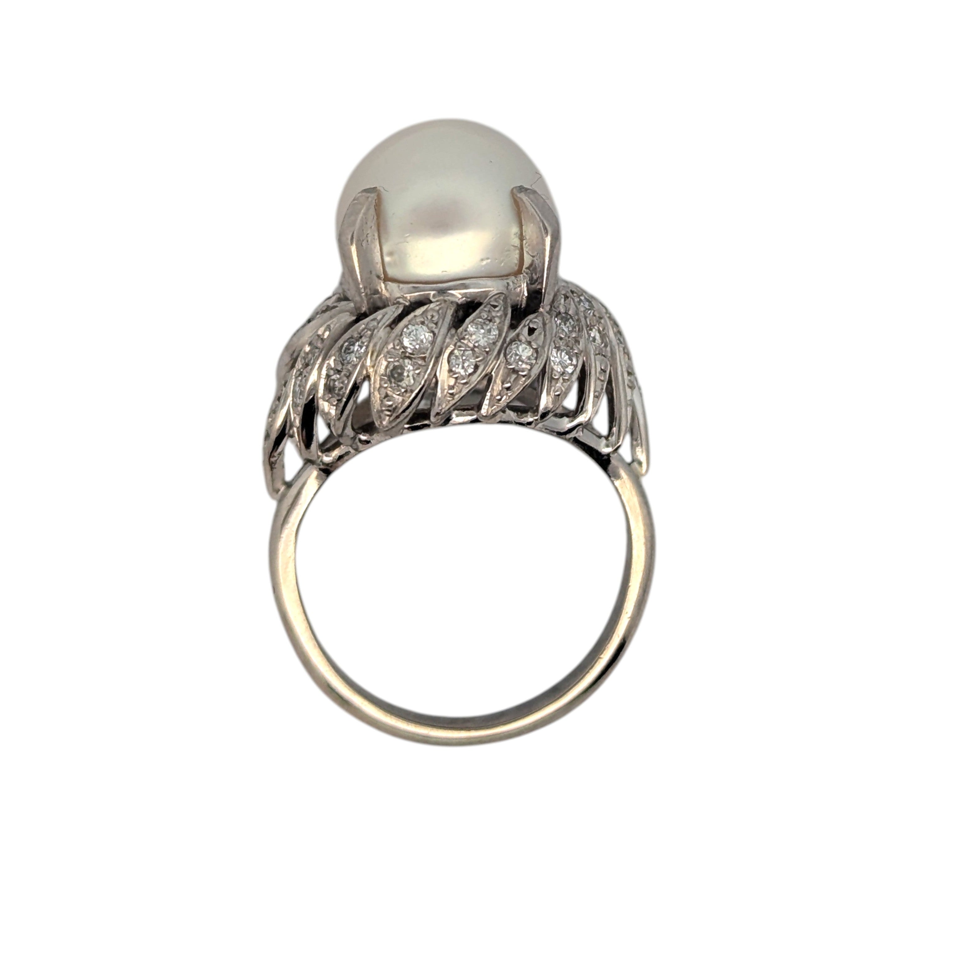 Vintage Platinum, Diamond, and Pearl Ring