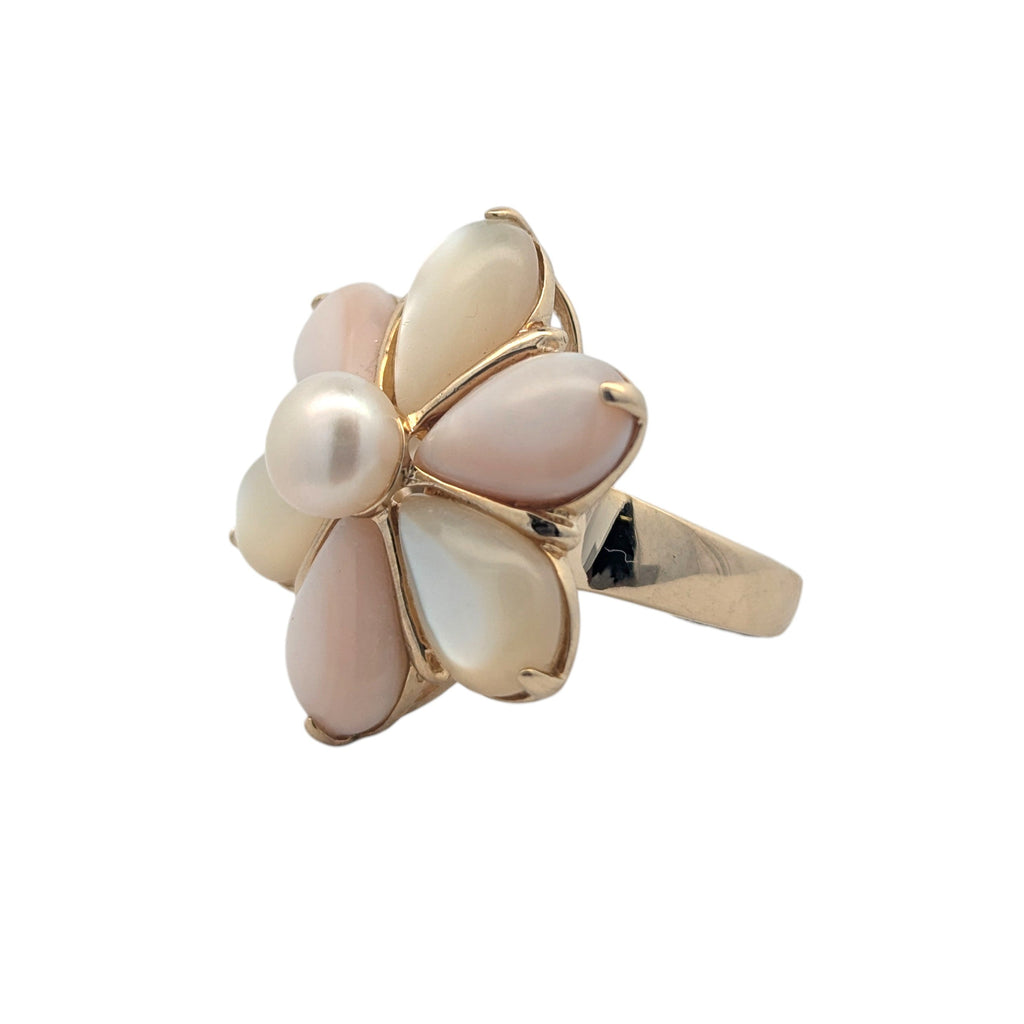 Vintage Gold, Pearl, and Chalcedony Ring