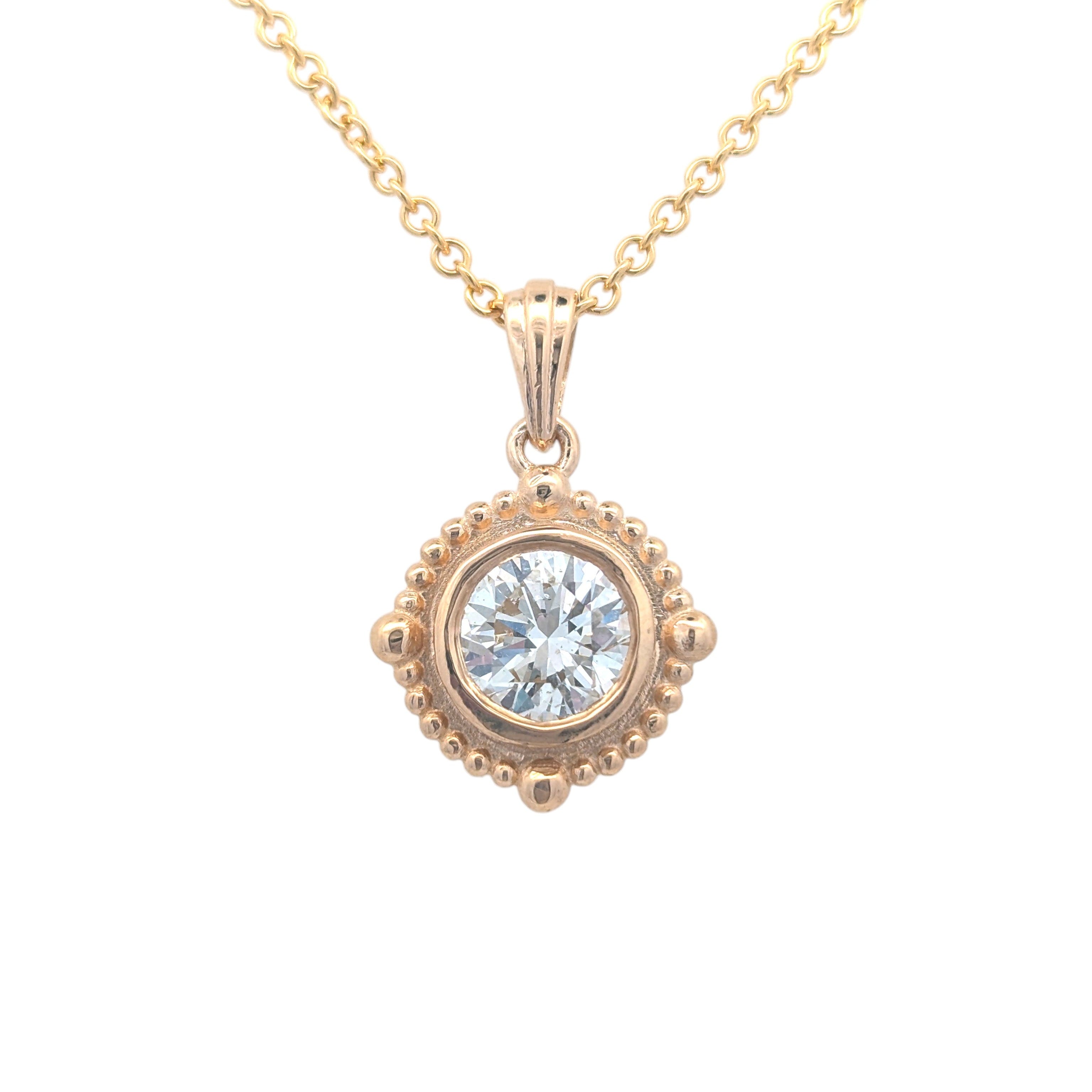 14K Yellow Gold Vintage-Inspired Diamond Pendant