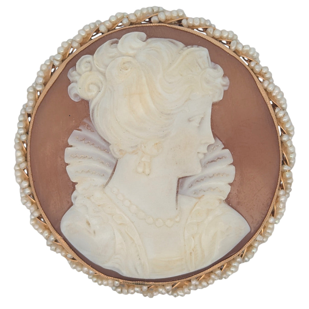 Vintage Cameo with Seed Pearls