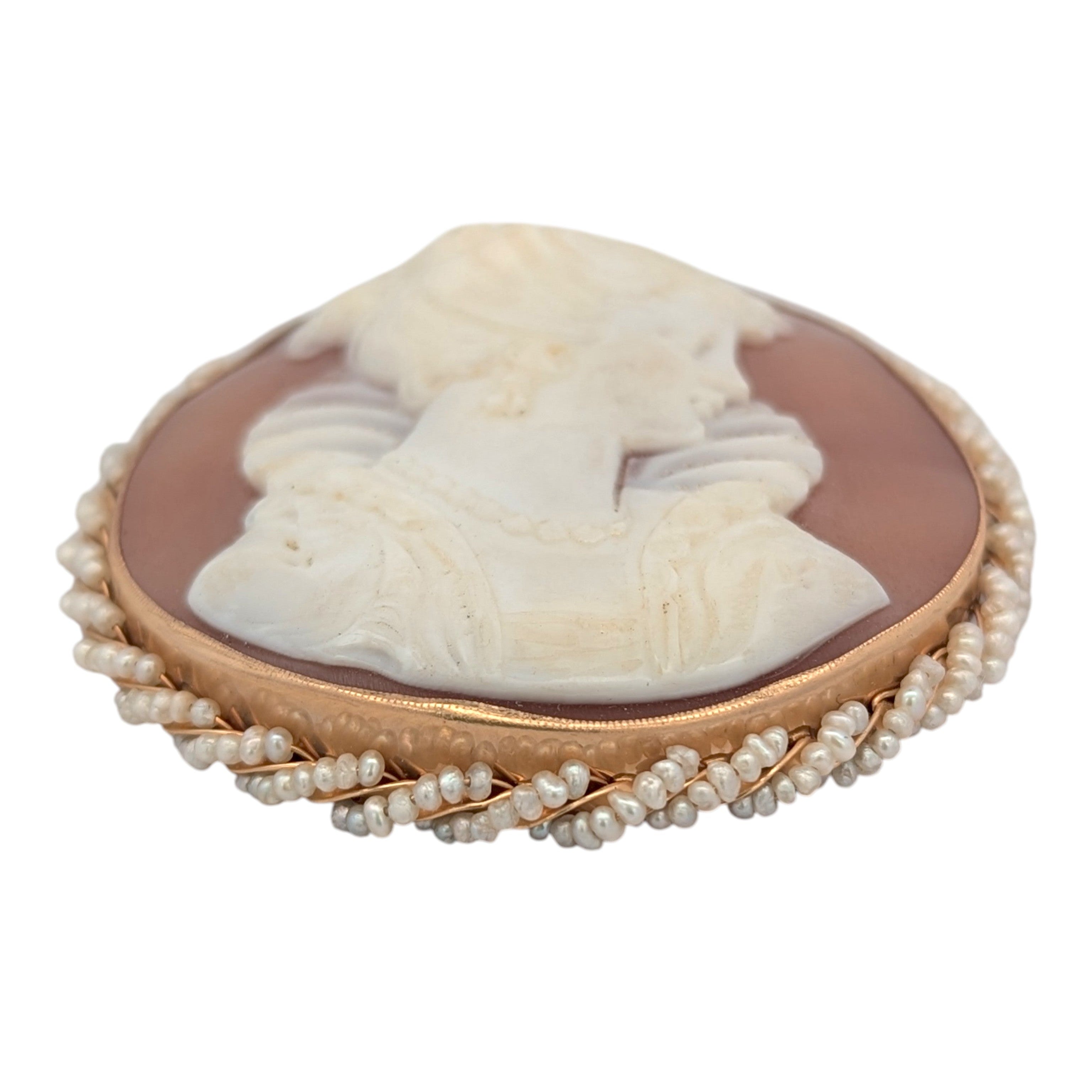 Vintage Cameo with Seed Pearls