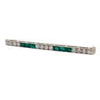 Vintage Platinum Diamond and Emerald Pin