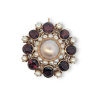 Large Vintage Pearl and Garnet Broach / Pendant