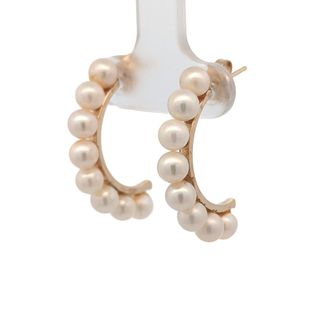 Vintage Pearl Half Hoops