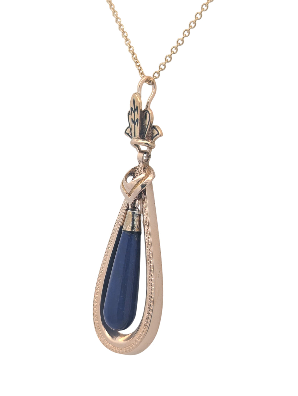 Vintage 18K Gold and Lapis Pendant