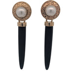 Vintage Pearl and Onyx Earrings