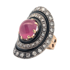 Vintage Ruby and Diamond Ring with Black Rhodium