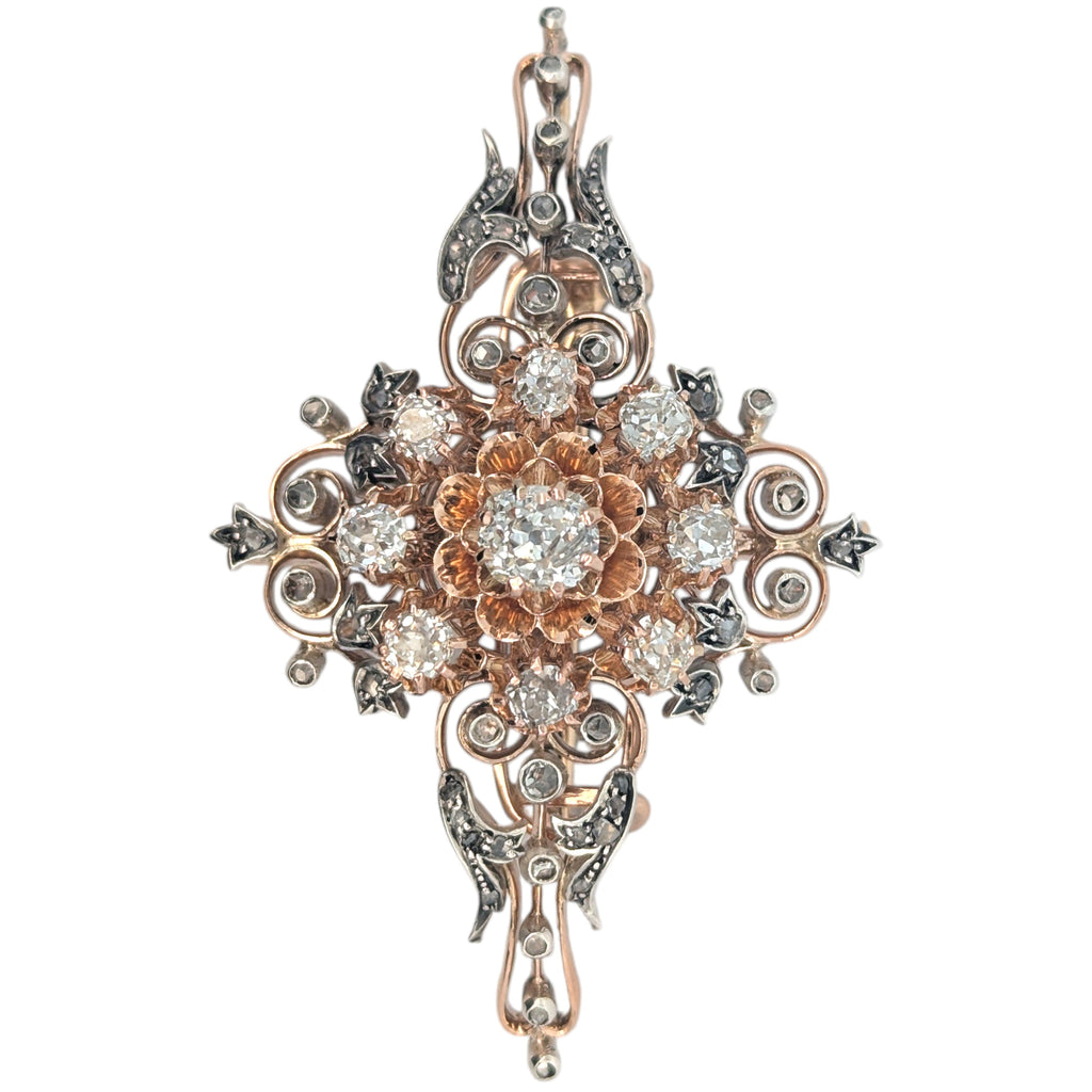 Vintage 14K Gold and Sterling Silver Pendant / Broach