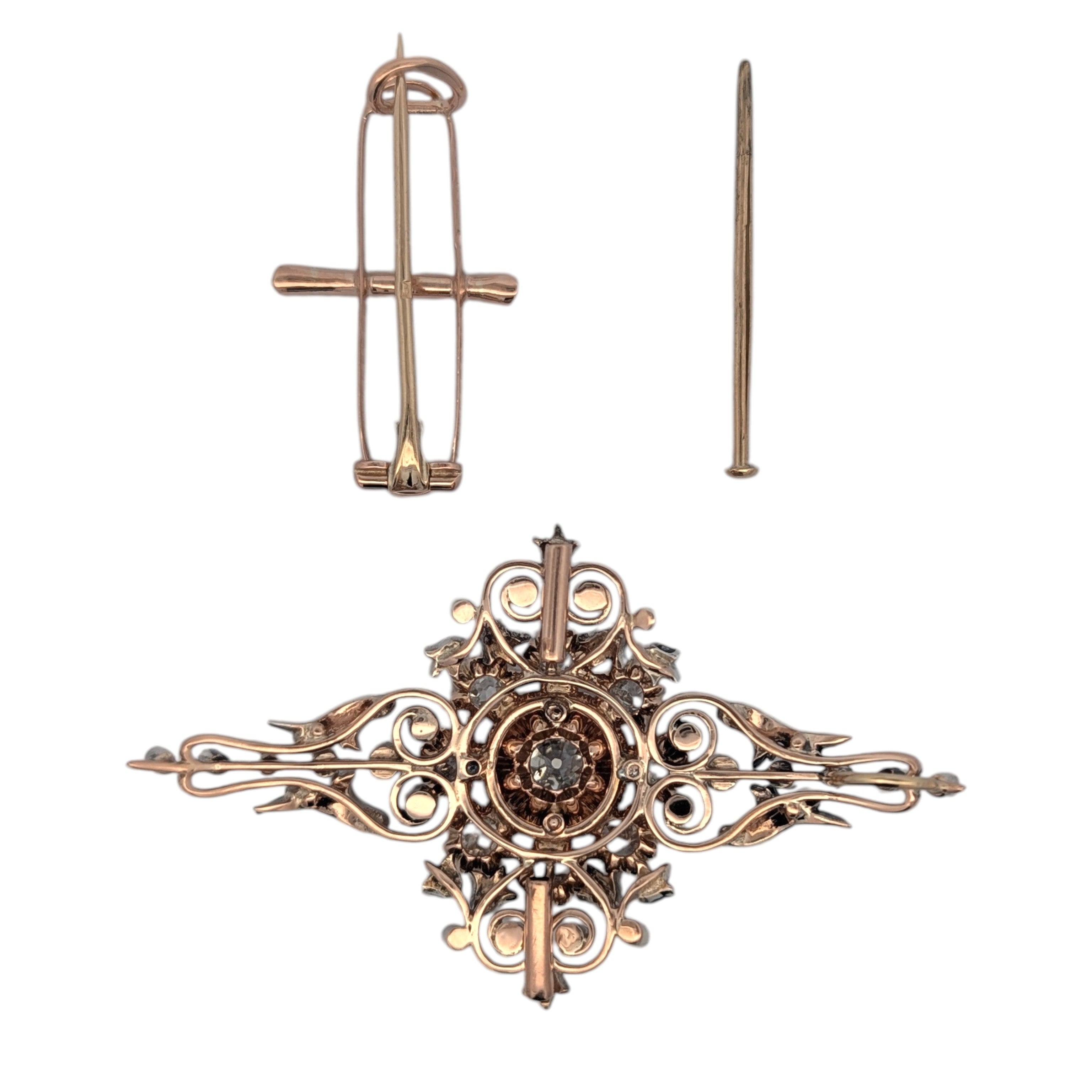 Vintage 14K Gold and Sterling Silver Pendant / Broach