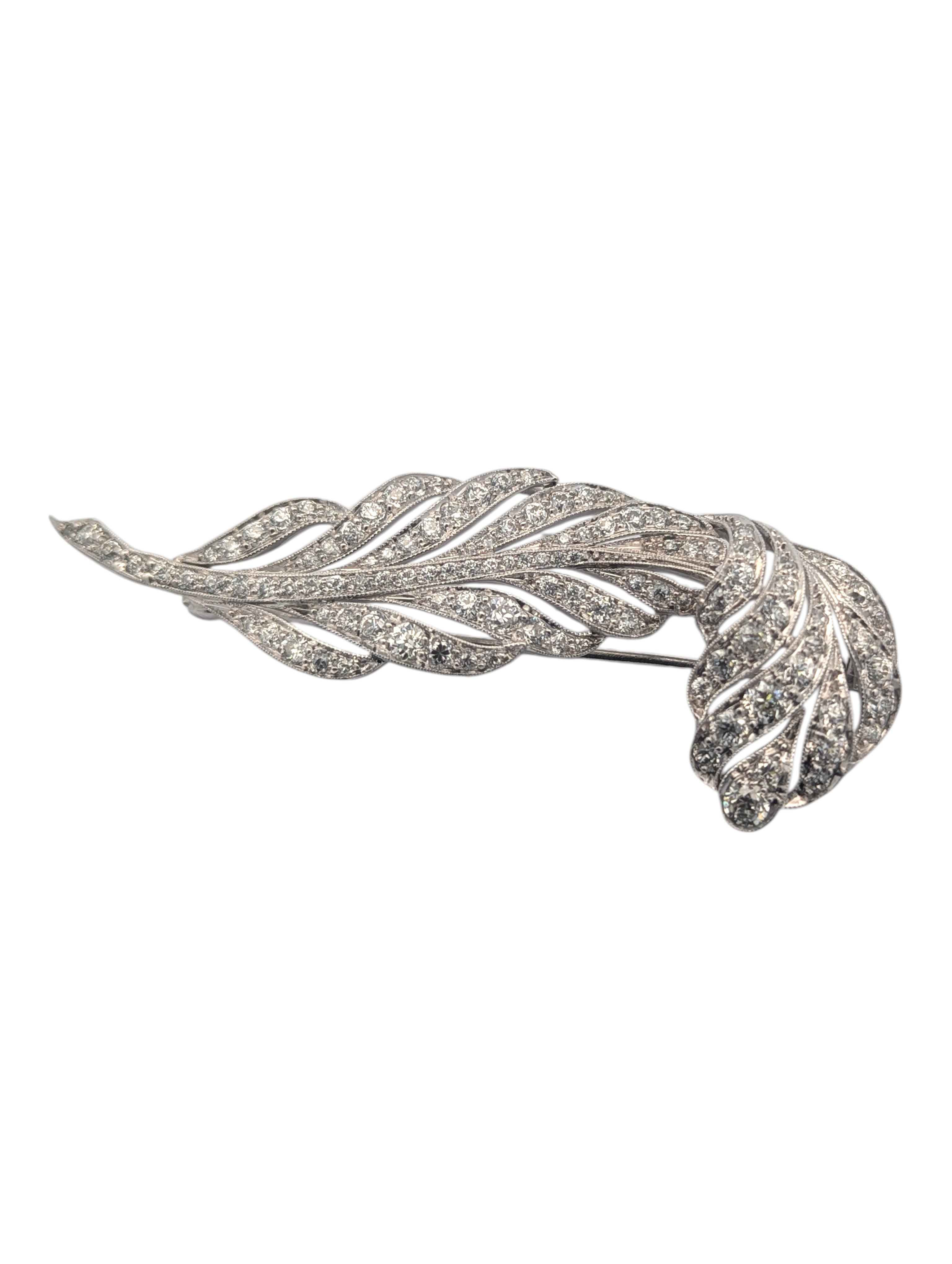 Vintage Platinum Feather Broach