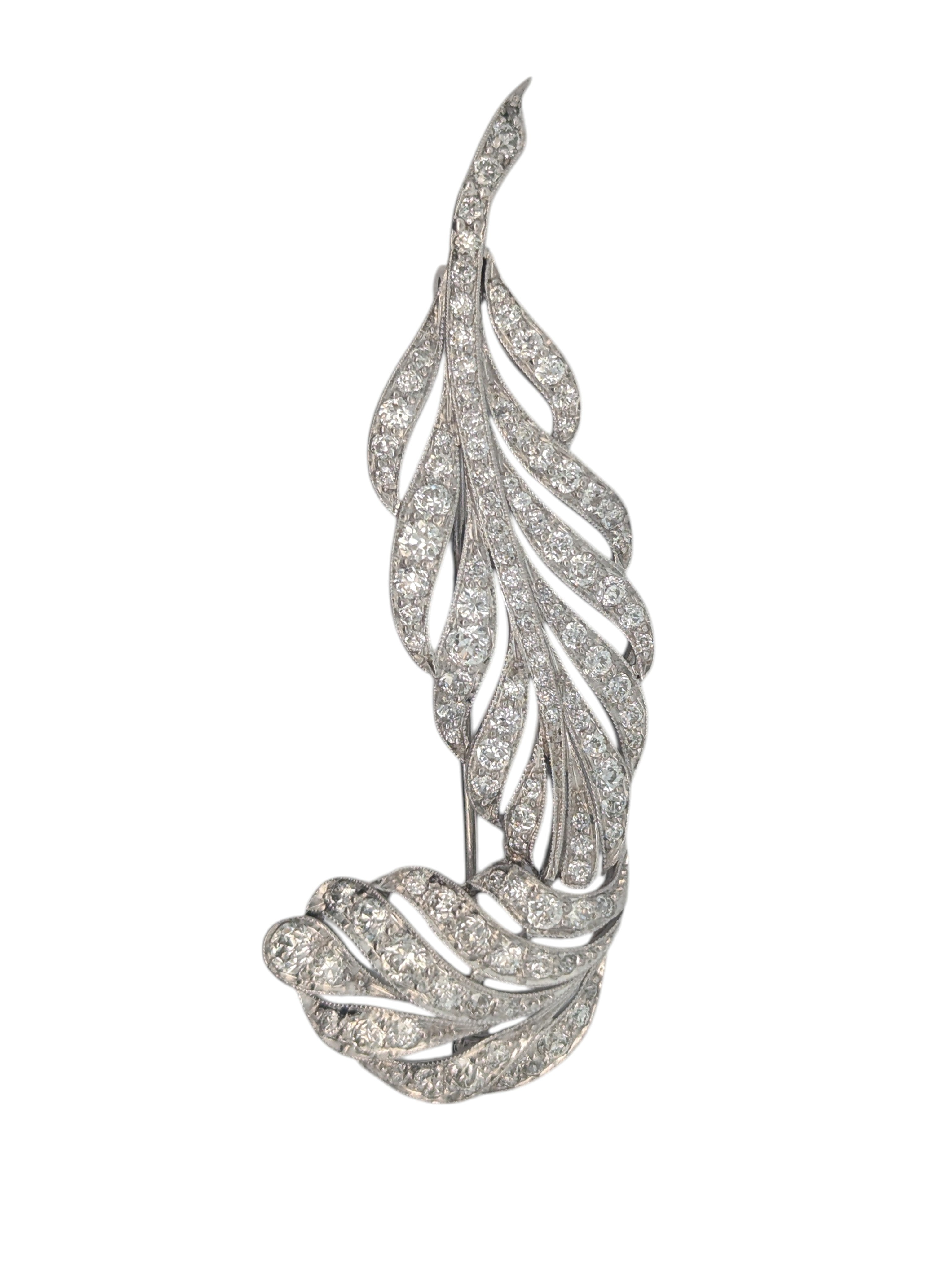 Vintage Platinum Feather Broach