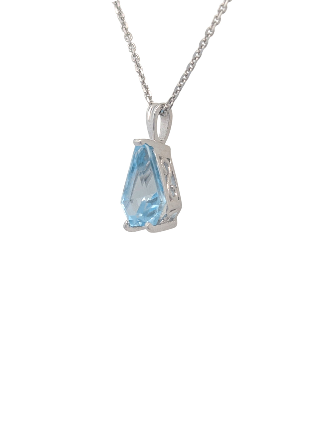 14K White Gold Aquamarine Pendant