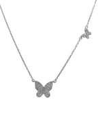 14K White Gold and Diamond Butterfly Necklace