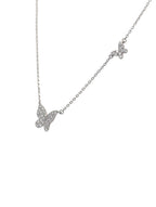 14K White Gold and Diamond Butterfly Necklace