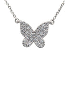 14K White Gold and Diamond Butterfly Necklace