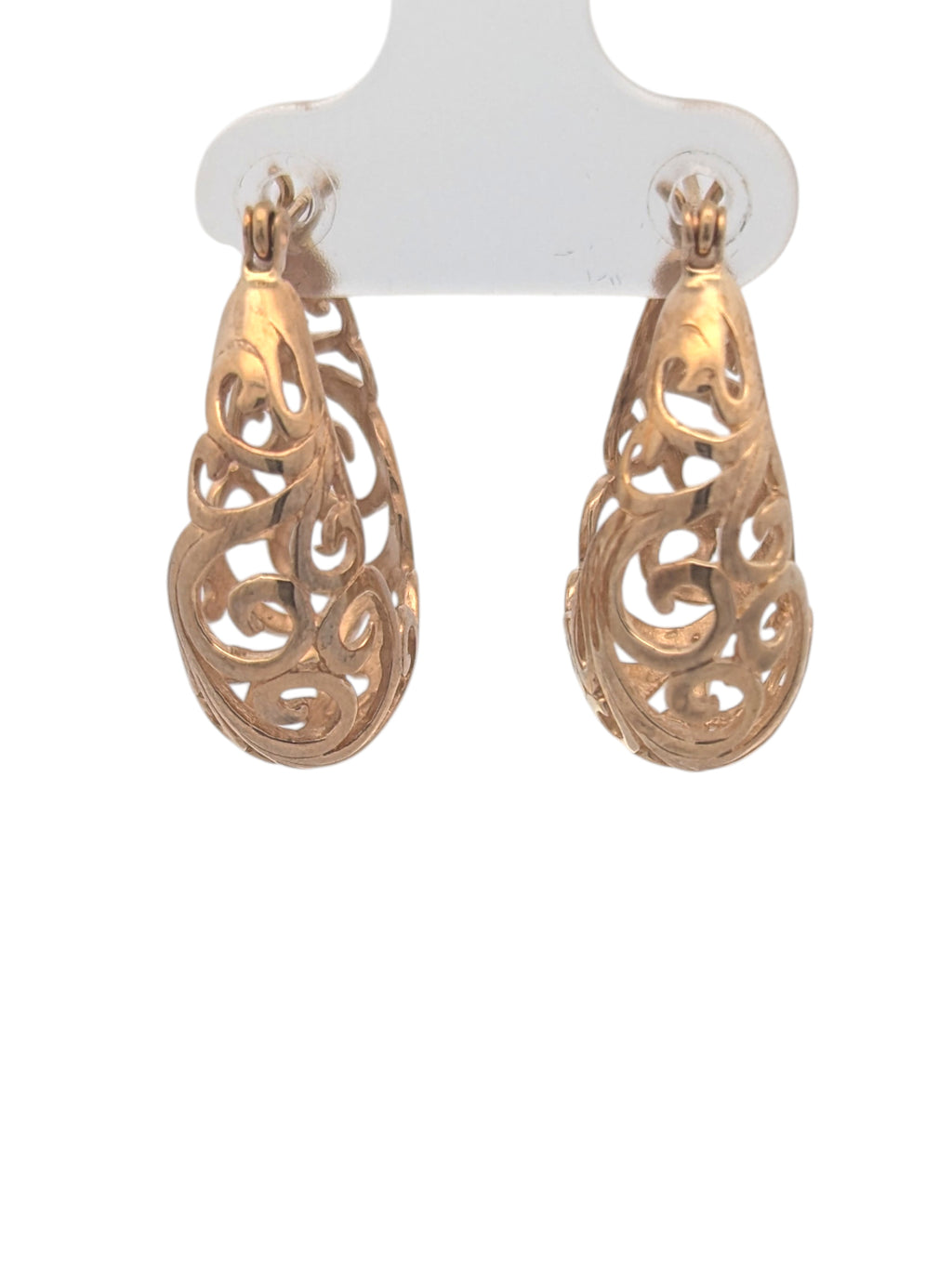 14K Yellow Gold Scroll Hoops