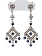 Vintage 14K White Gold Diamond and Sapphire Earrings
