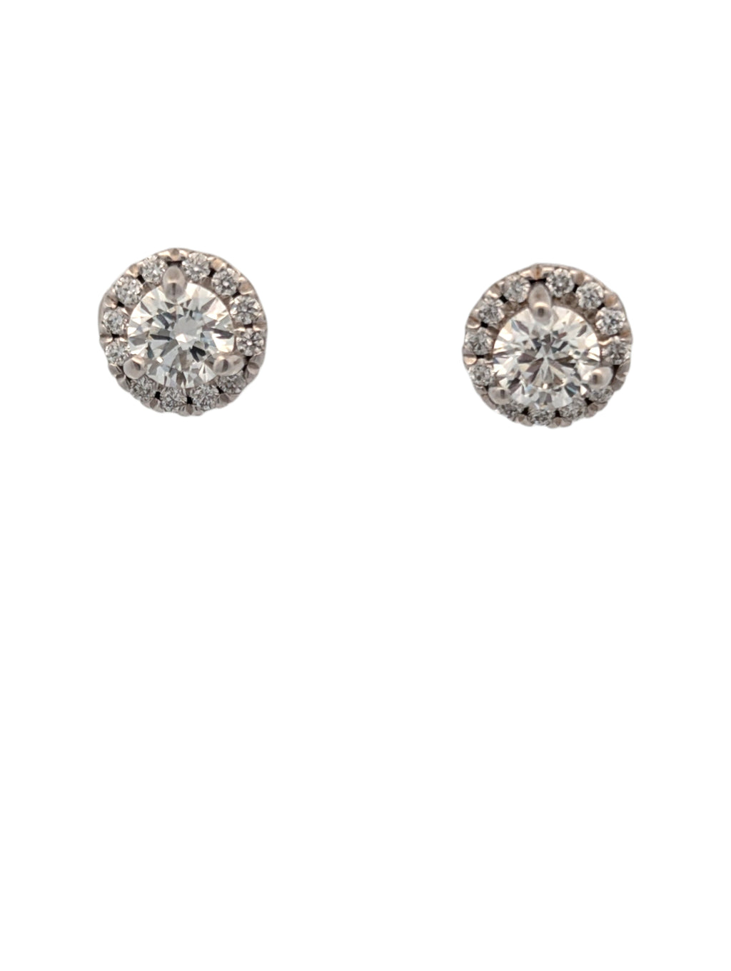 14K White Gold and Natural Diamond Halo Studs