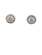14K White Gold and Natural Diamond Halo Studs