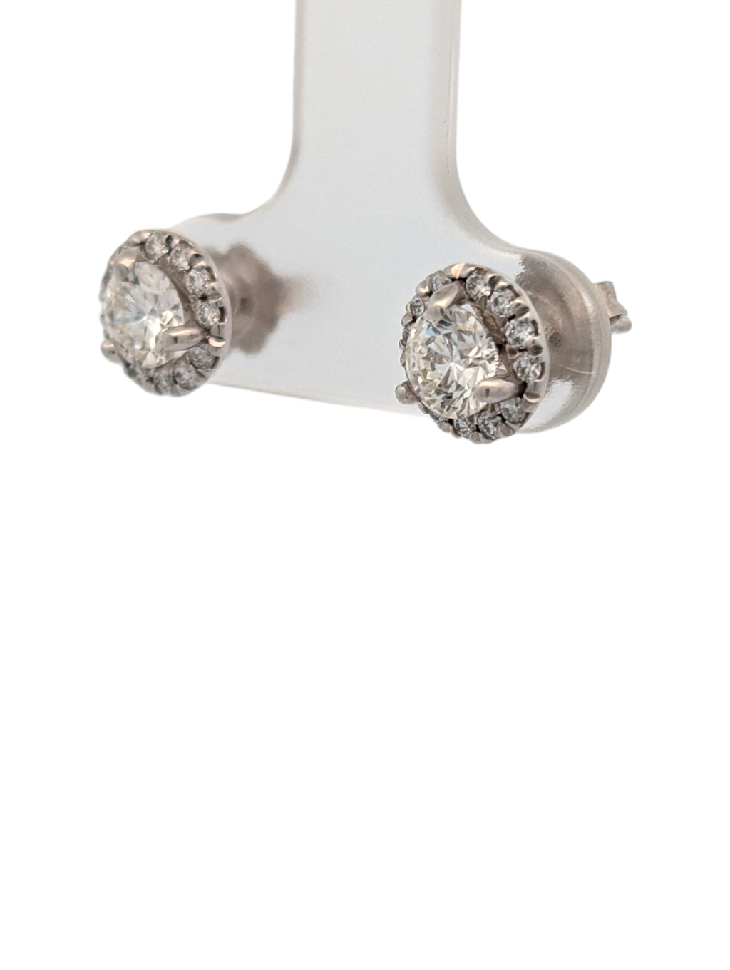 14K White Gold and Natural Diamond Halo Studs