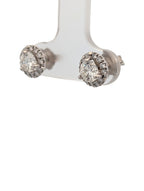 14K White Gold and Natural Diamond Halo Studs