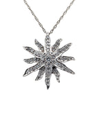 Vintage 14K White Gold and Diamond Sunburst Necklace
