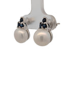Pearl and Sapphire White Gold Studs