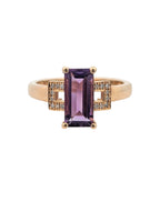 14k Yellow Gold Geometric Amethyst Ring