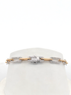 14K Yellow and White Gold Diamond Paperclip Tennis Bracelet