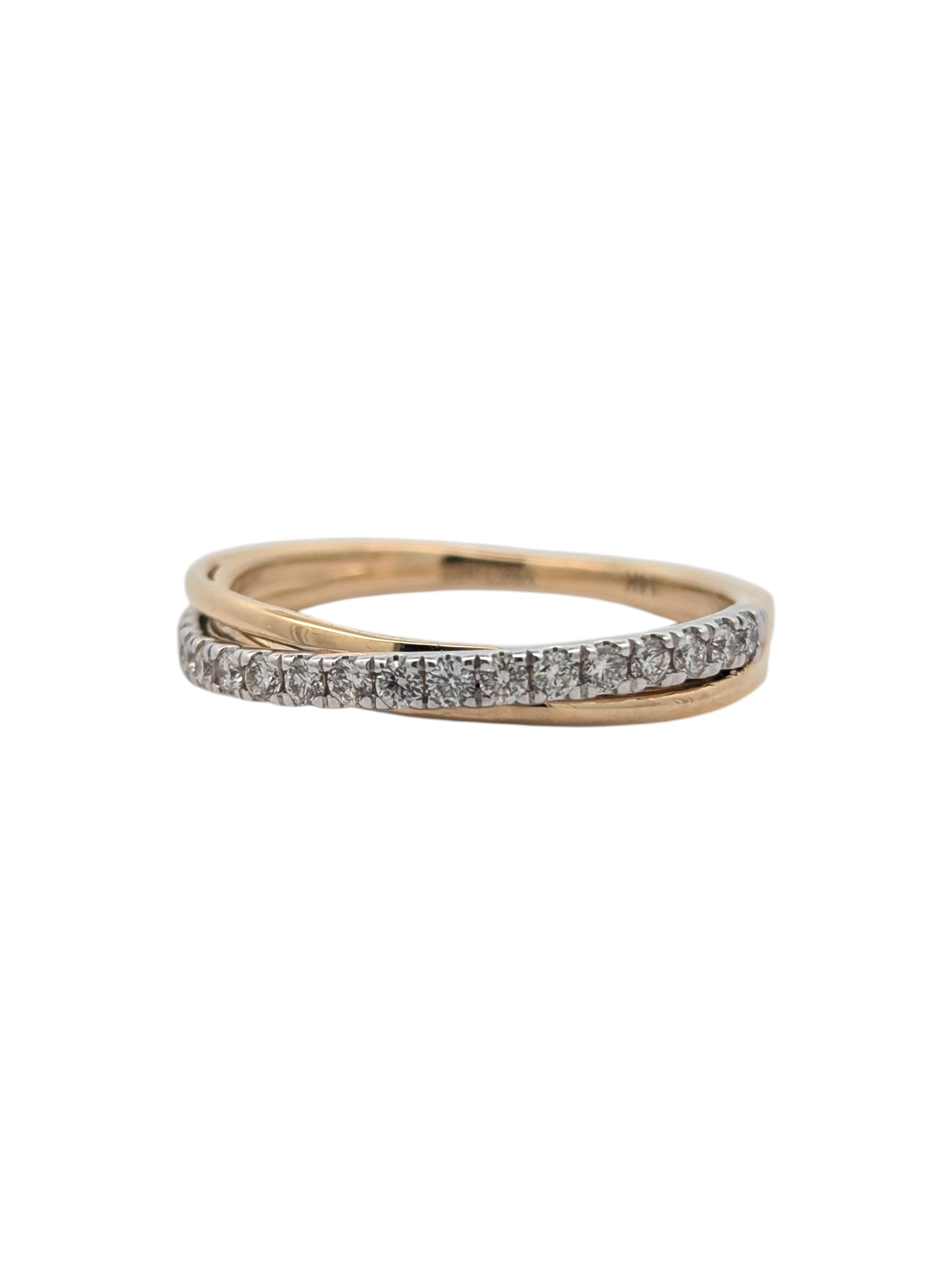 14K Yellow and White Gold Criss-Cross Band