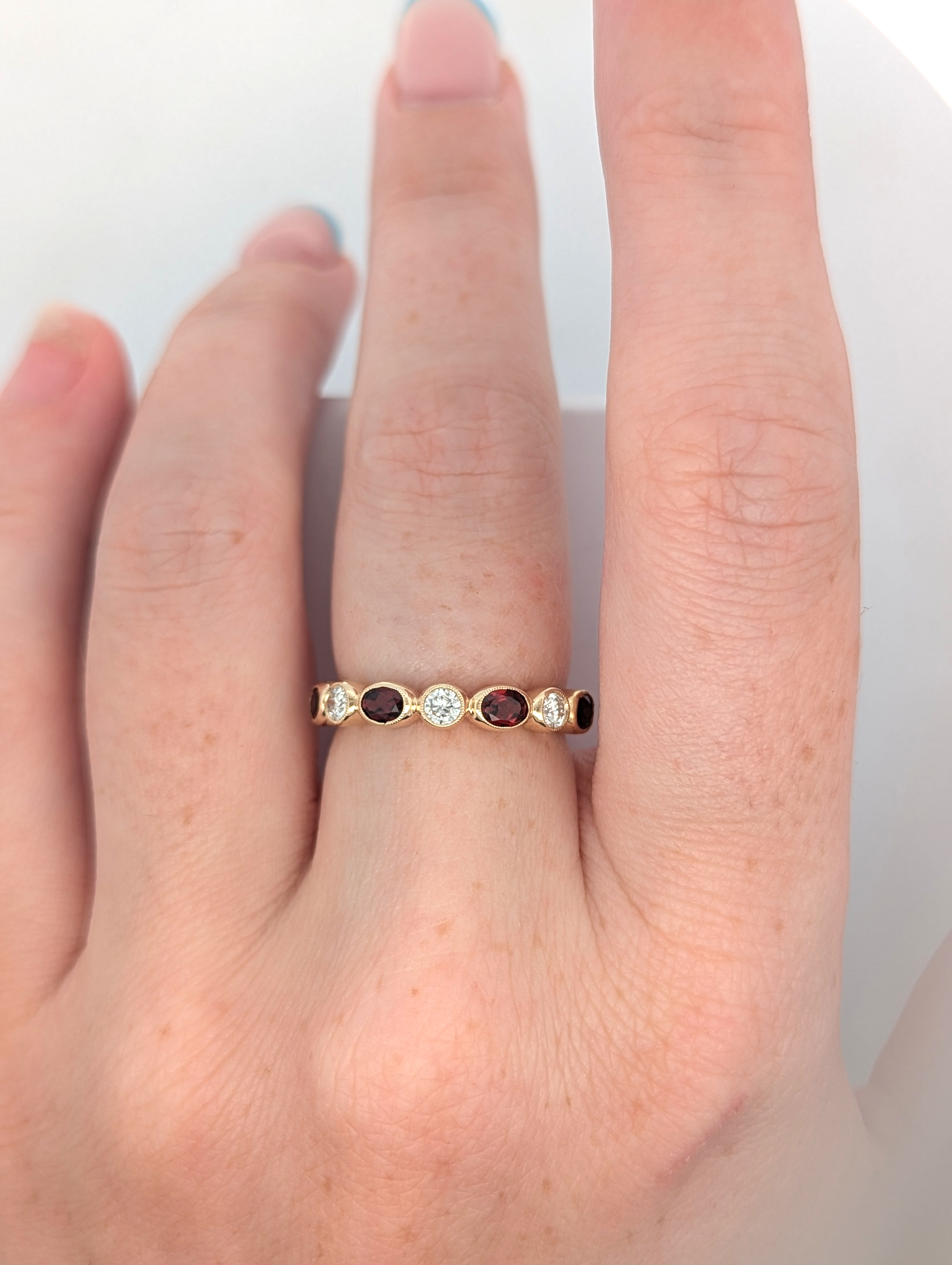 Gemstone and Diamond Bezel Set Band