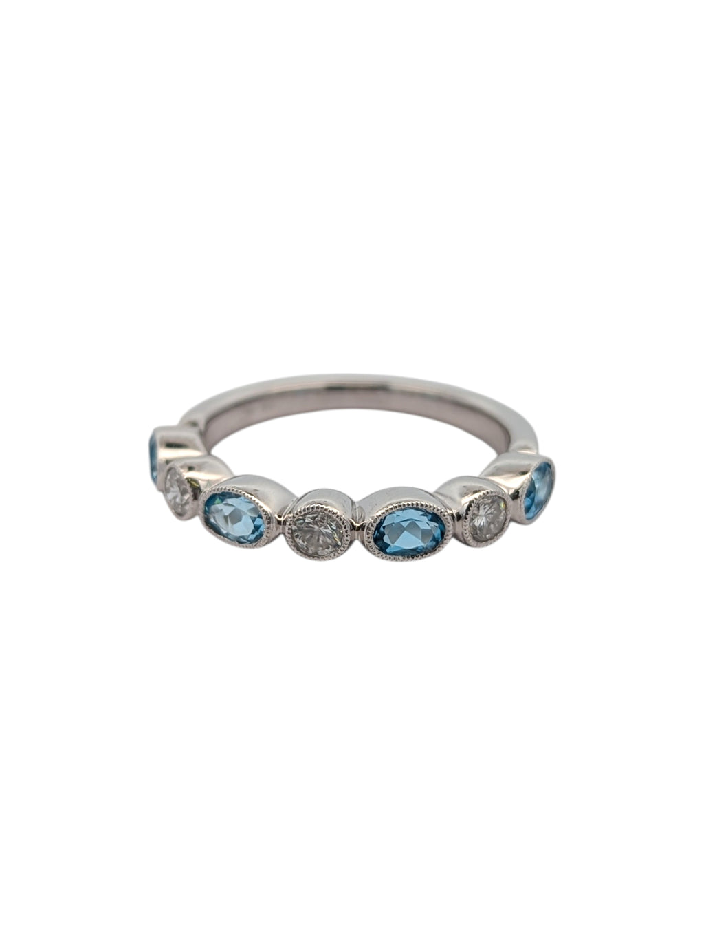 Gemstone and Diamond Bezel Set Band