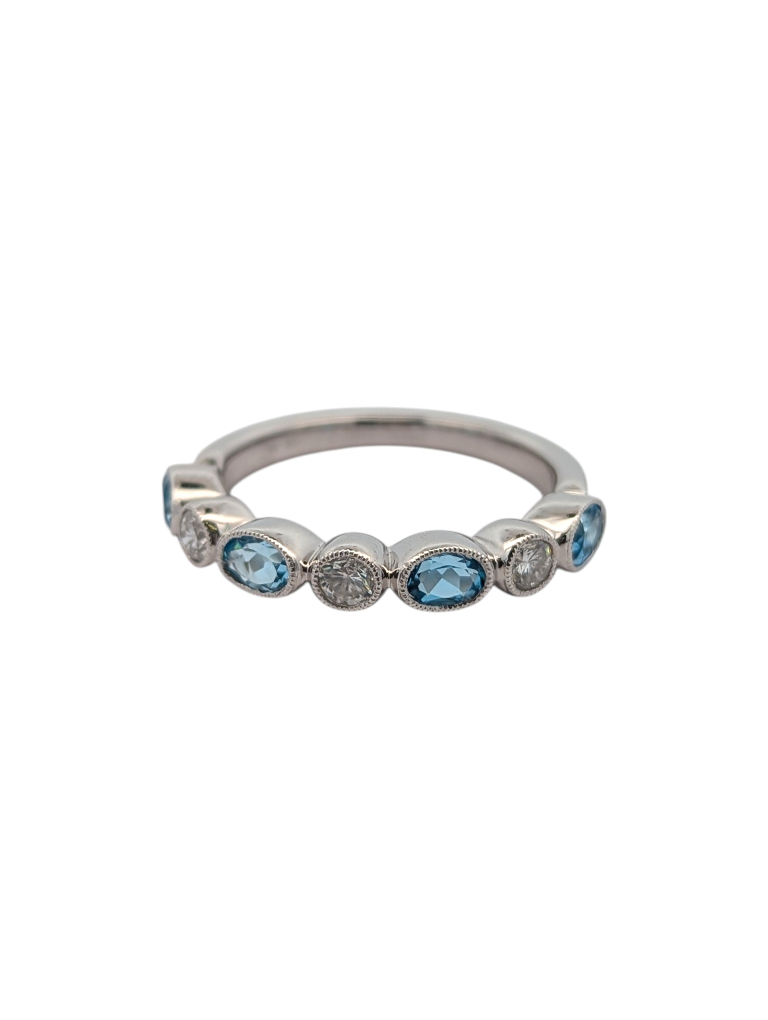 Gemstone and Diamond Bezel Set Band