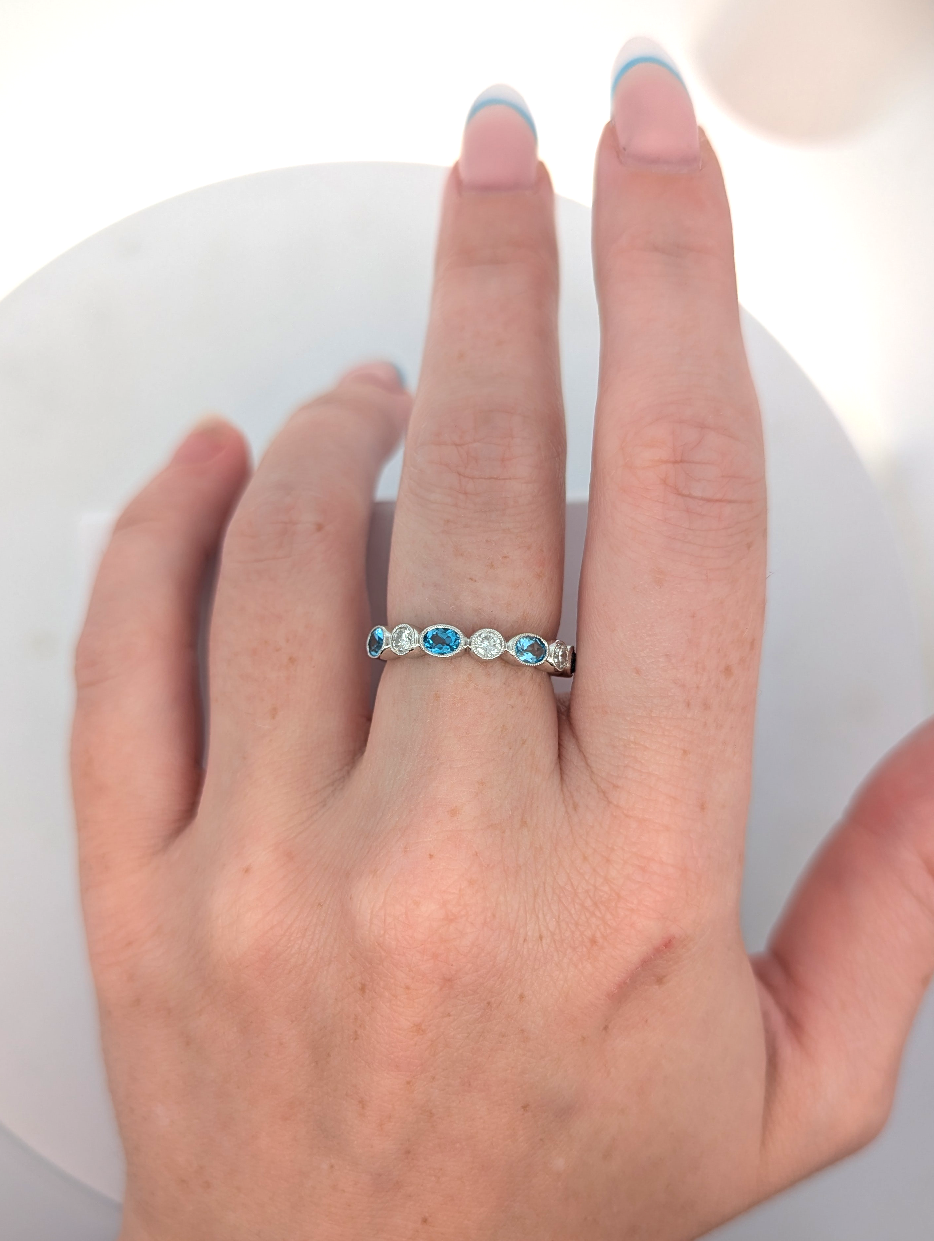 Gemstone and Diamond Bezel Set Band