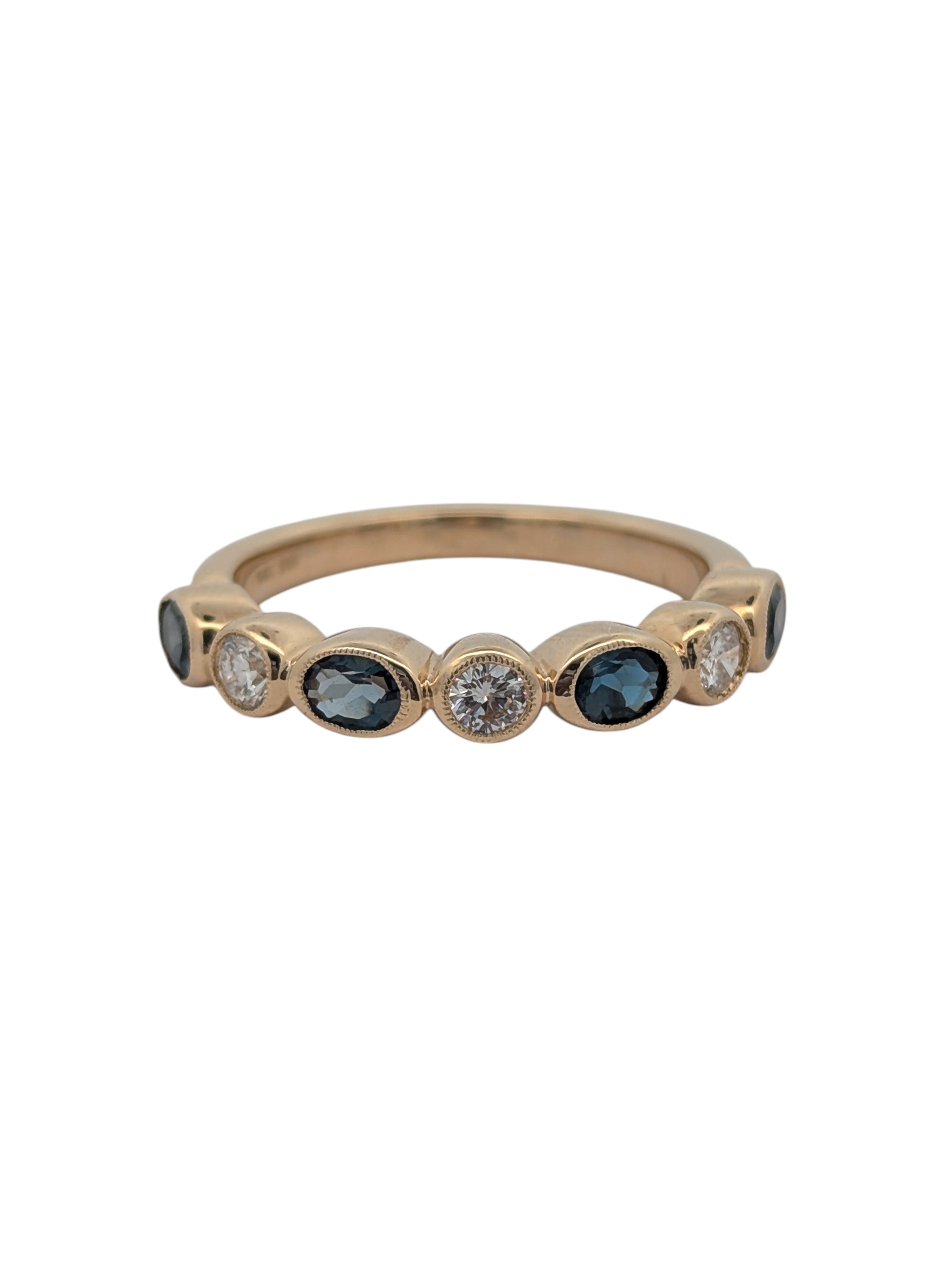 Gemstone and Diamond Bezel Set Band
