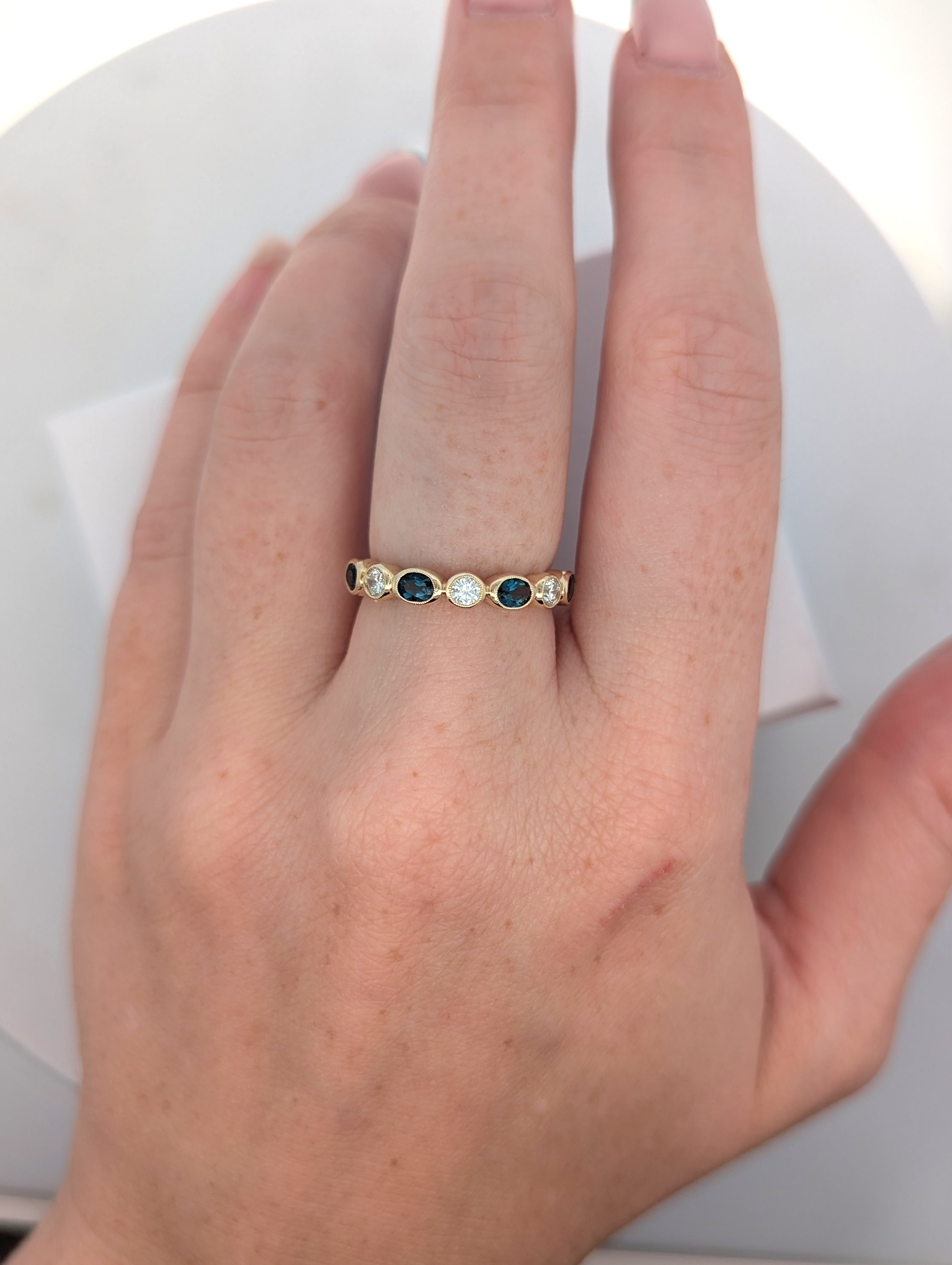 Gemstone and Diamond Bezel Set Band