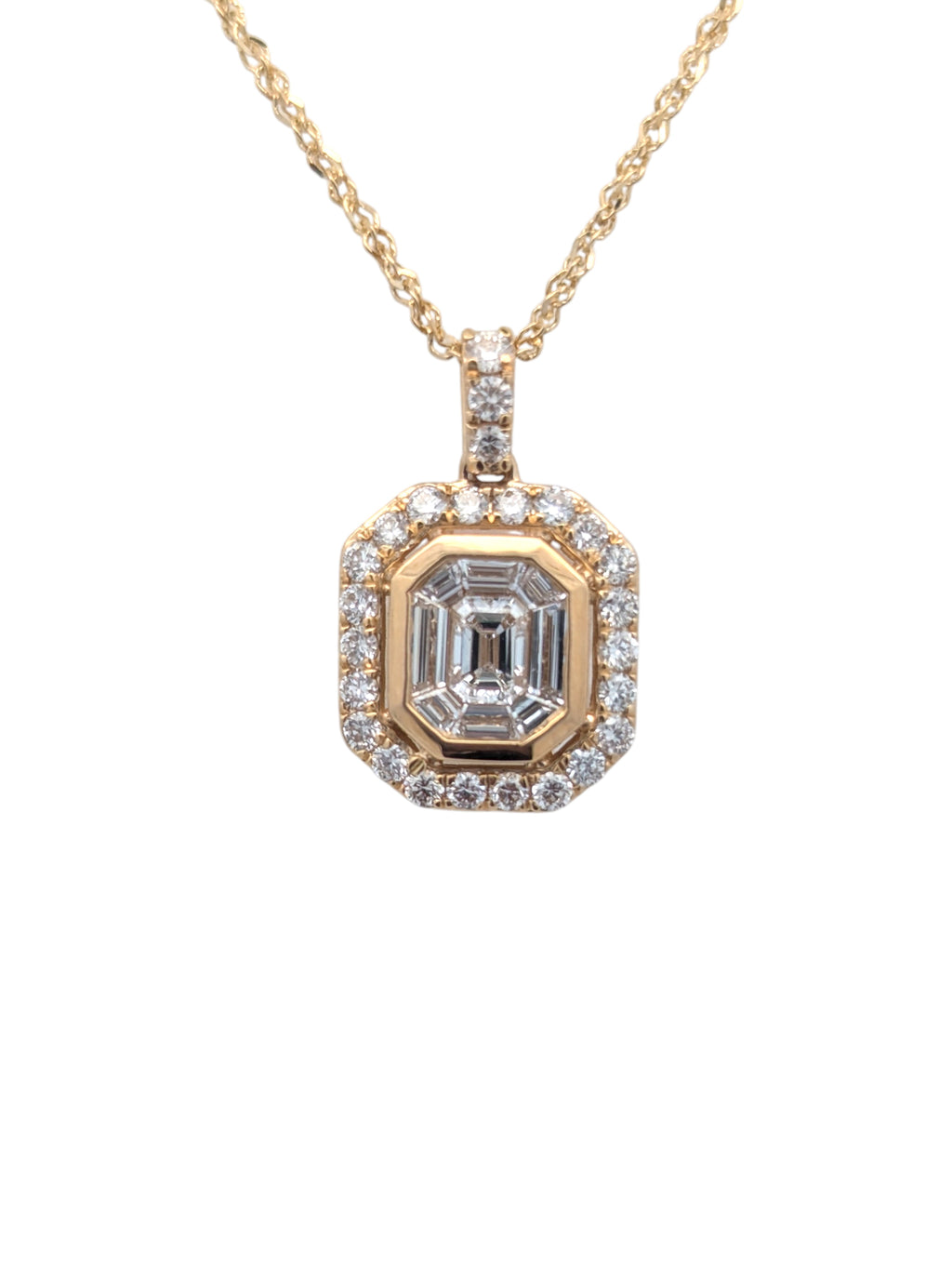 14K Yellow Gold Mosaic Diamond Pendant
