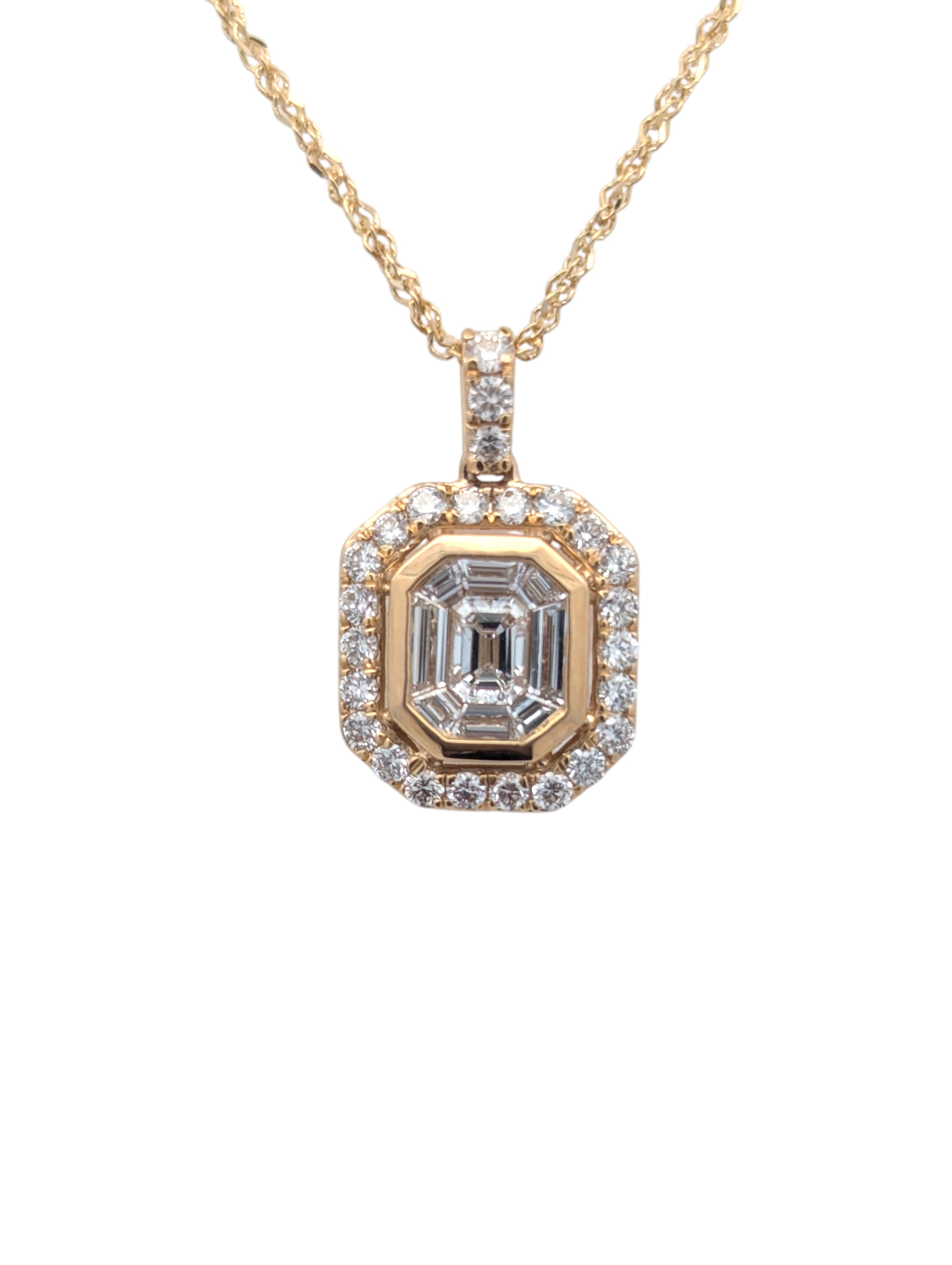 14K Yellow Gold Mosaic Diamond Pendant