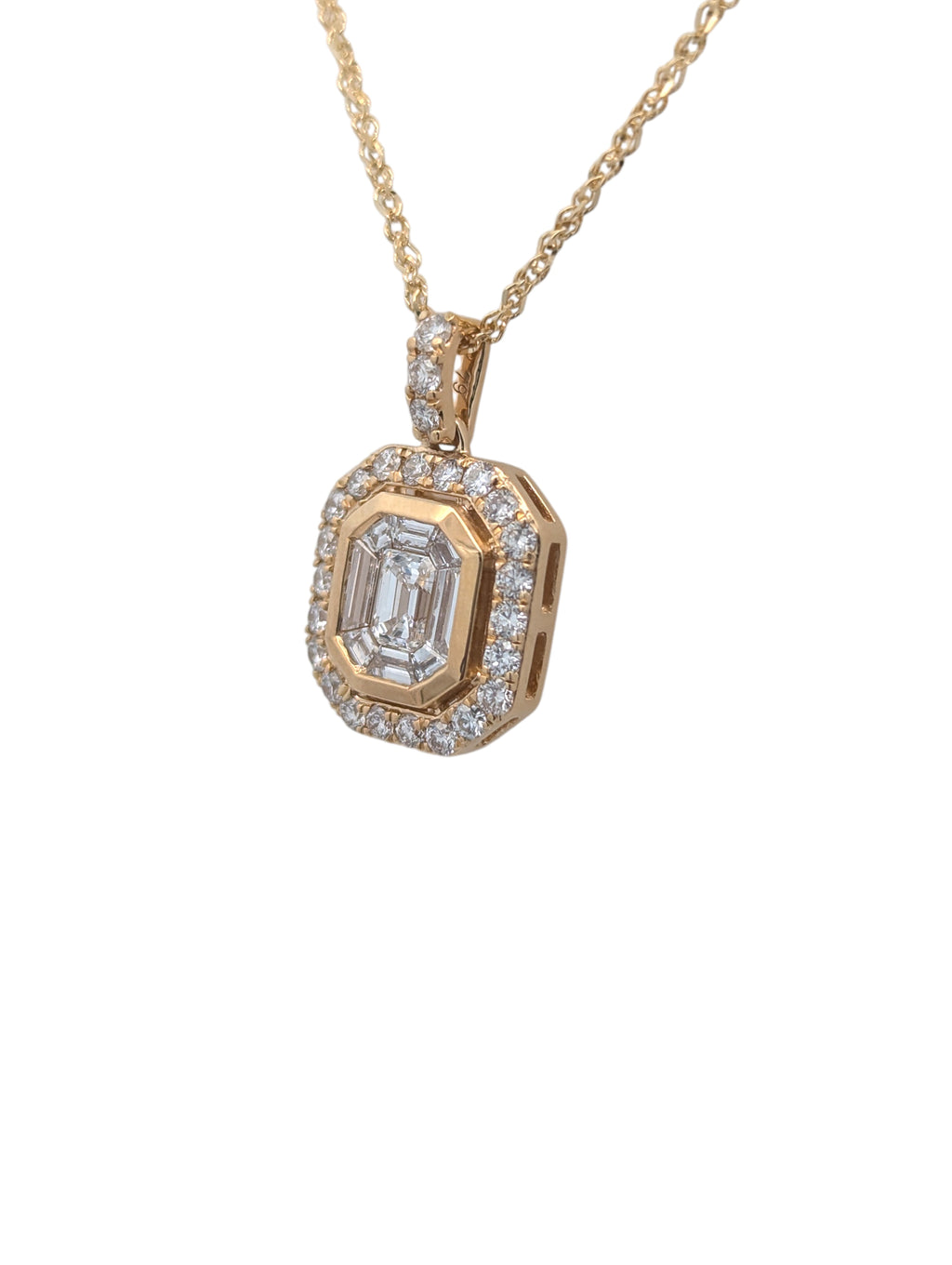 14K Yellow Gold Mosaic Diamond Pendant