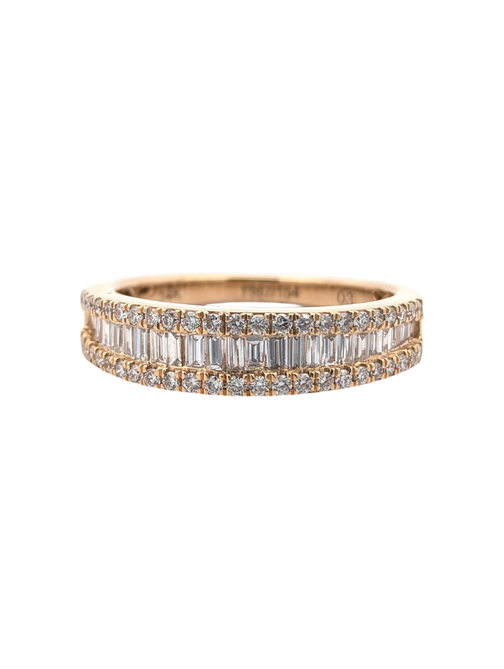 14K Yellow Gold Round and Baguette Diamond Band