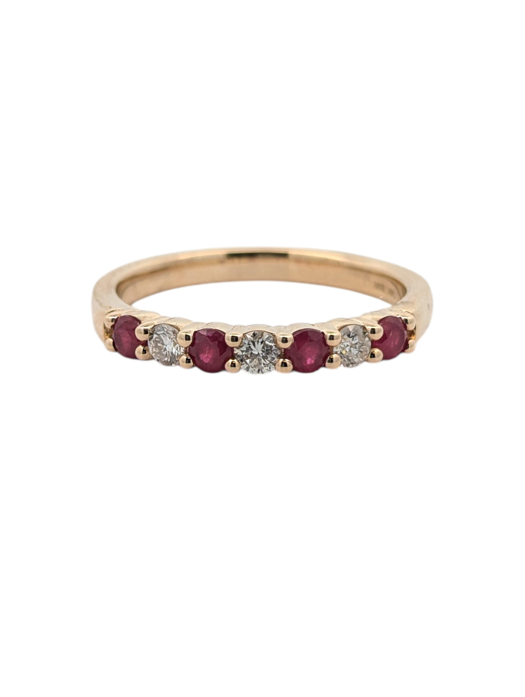 14K Yellow Gold Diamond and Ruby Band