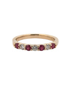14K Yellow Gold Diamond and Ruby Band