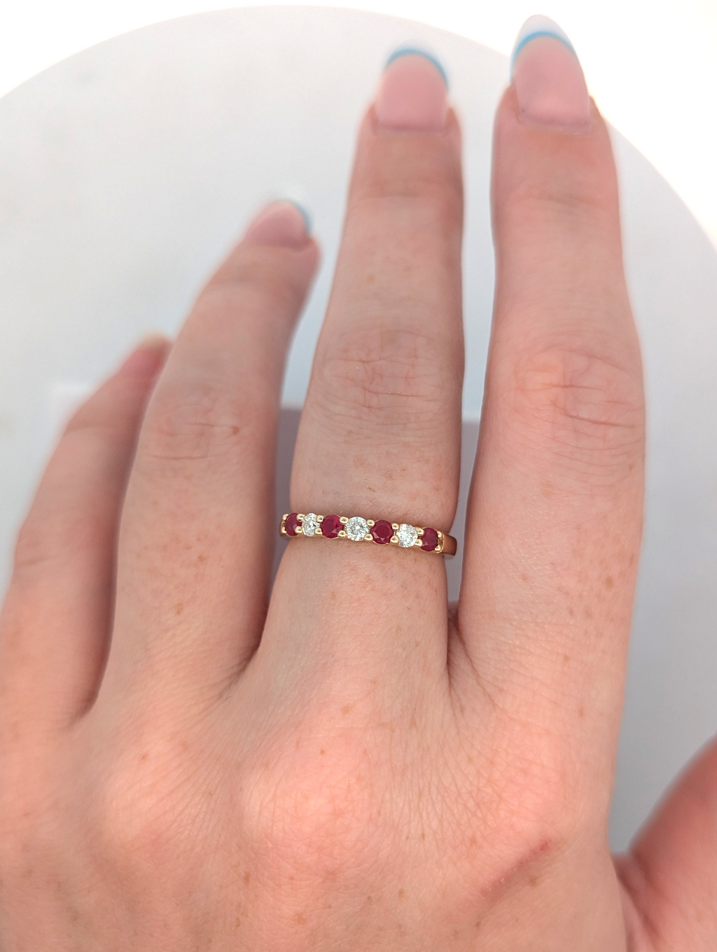 14K Yellow Gold Diamond and Ruby Band